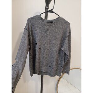 Skull Wool Cashmere Sweater Distressed Cardigan Skull Size Small Gray